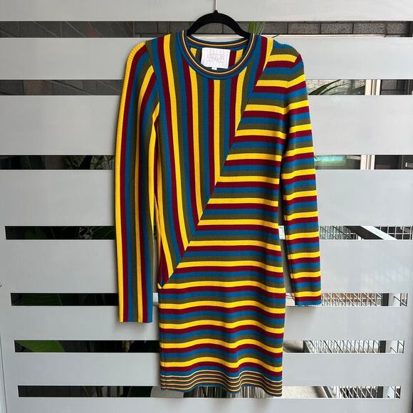 Victor Glemaud Multicolor Stripe Long Sleeve Dress Size M - Picture 2 of 5